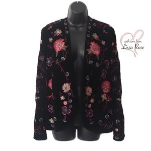 Embellished Embroidered Floral Velvet Jacket (ett:twa for Anthropologie)